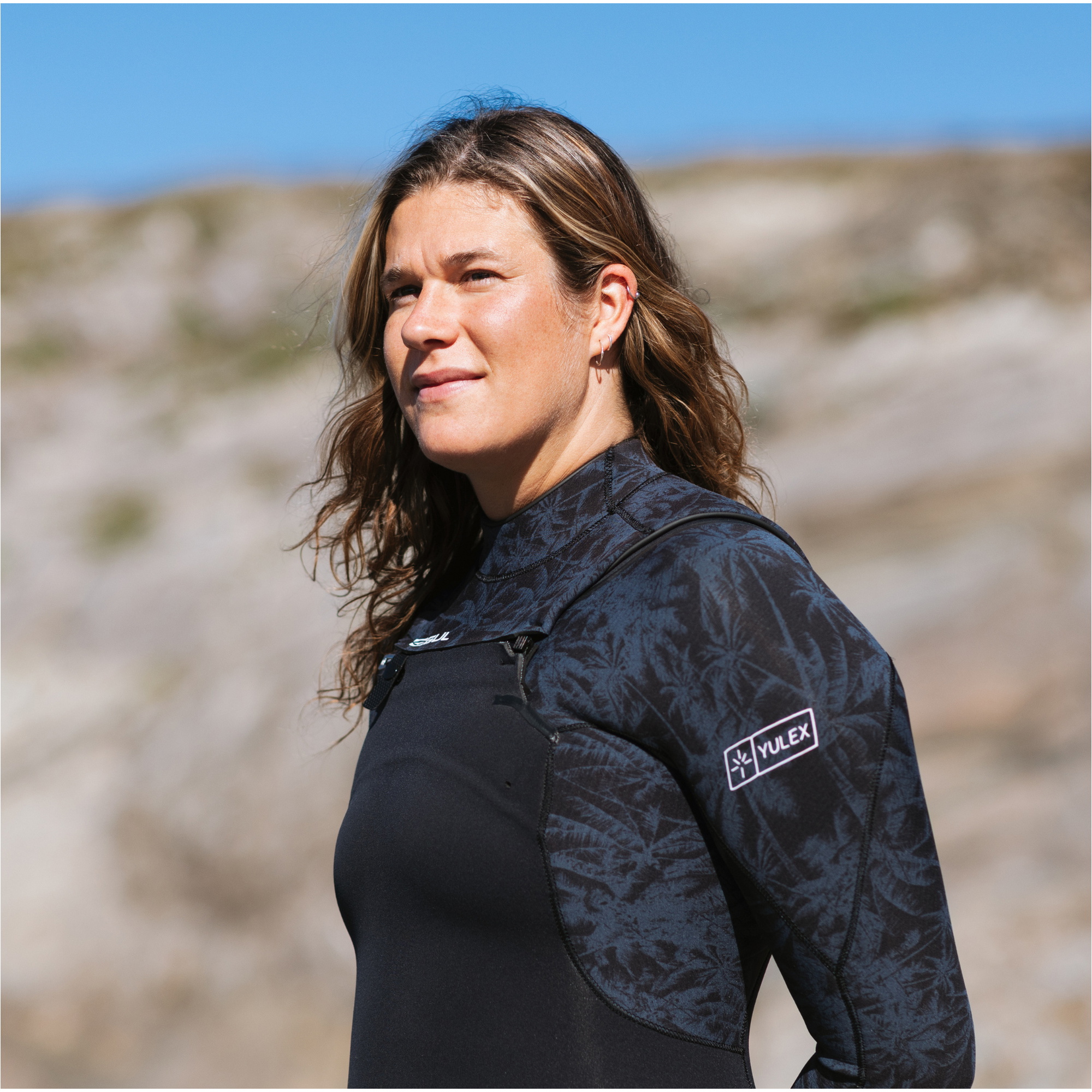 2026 Gul Womens Yulex Flexor 4/3mm Chest Zip Wetsuit FX1226-BKSP - Black / Splaterpalm